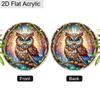 Acrylic Mystical Forest Owl Stained Glass Style Suncatcher, 2D Flat Acrylic Window Hanging Ornament for Fantasy & Nature Lover Gifts