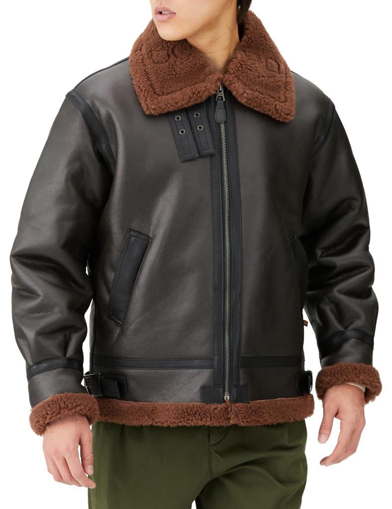 Alpha Industries Faux Shearling Men's B-3 Outerwear, TA1548, Black/Brown