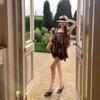 New French lace splicing halter suspender ruffle edge dress women's summer seaside vacation beach skirt