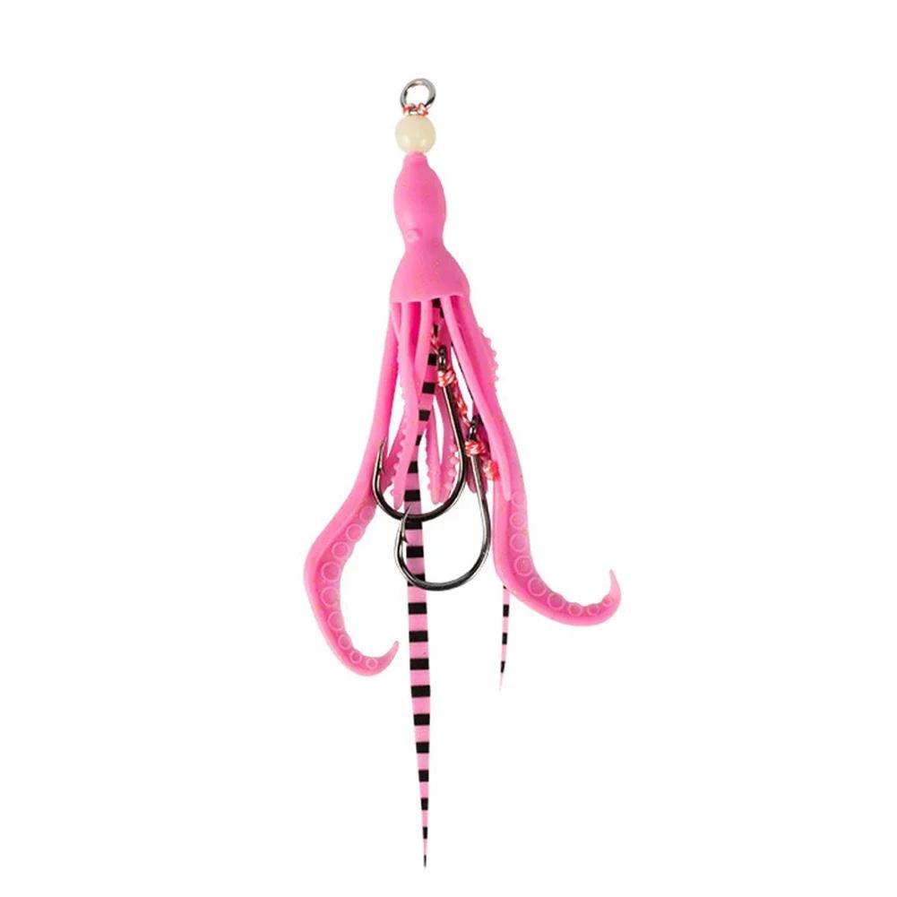 Soft Silicone Squid Skirt Lure 10.5CM Slow Jigging Assist Hook Glow Trolling Bait Saltwater Sea Pesca Fishing Bait