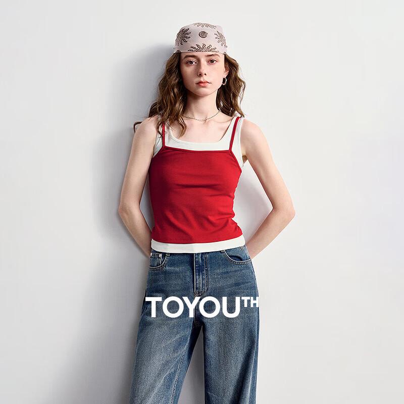 

Chuyu Women s Color-block Faux Two-Piece Slim Vest L