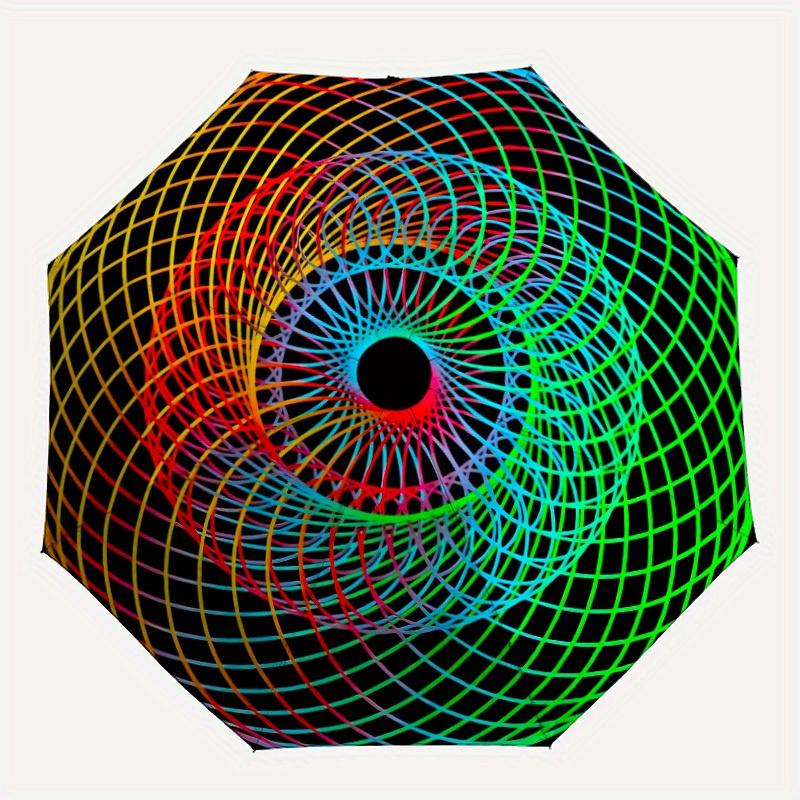 

1pc Colorful Spirograph Pattern Automatic Open/close Folding Umbrella, Compact Portable Travel Umbrella, Durable Construction yy250804134