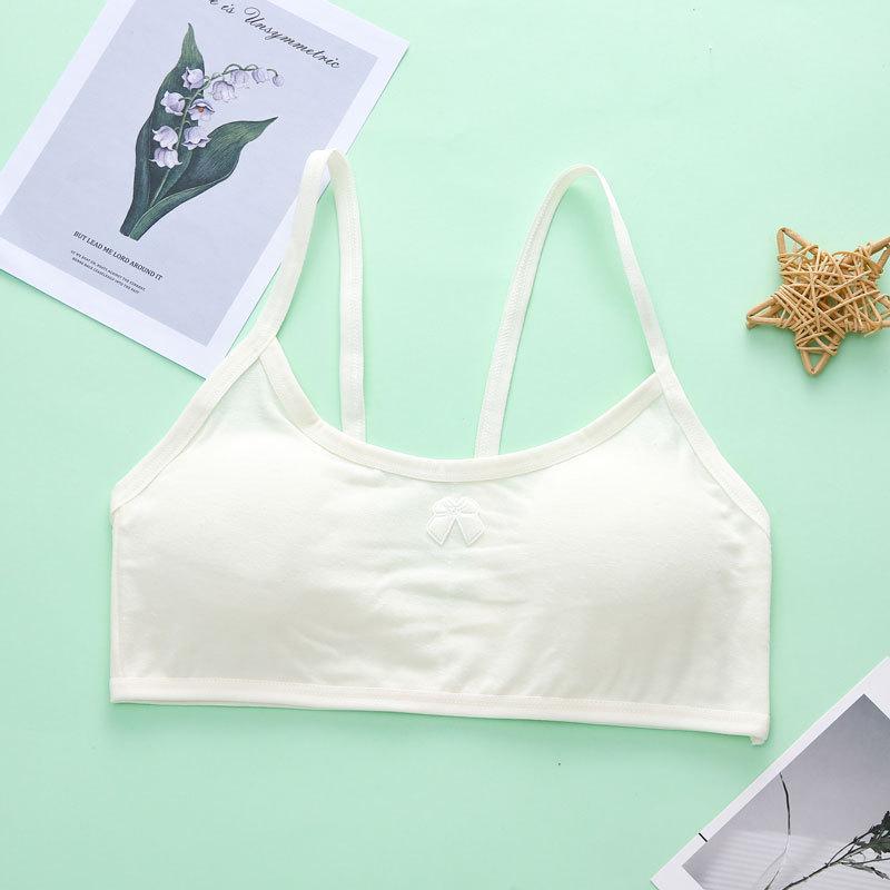 Girls Cotton Developmental Period Underwear, Wire-Free Vest, Anti-Bump Chest Wrap for Tween and Teen Students One Size (40-70 jin)