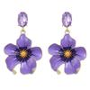 Pinkdudu Dripped Glaze Flower Zinc Alloy Stud Earrings Elegant Drop Blue Earrings Women Jewelry for Holiday PD2258