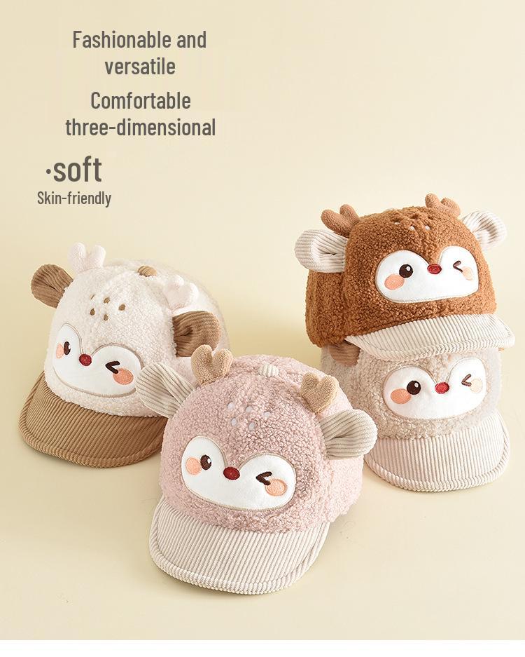 Children's 3D Cartoon Little Deer Baseball Cap - Cute, Comfortable, Versatile, and Windproof Hat.
