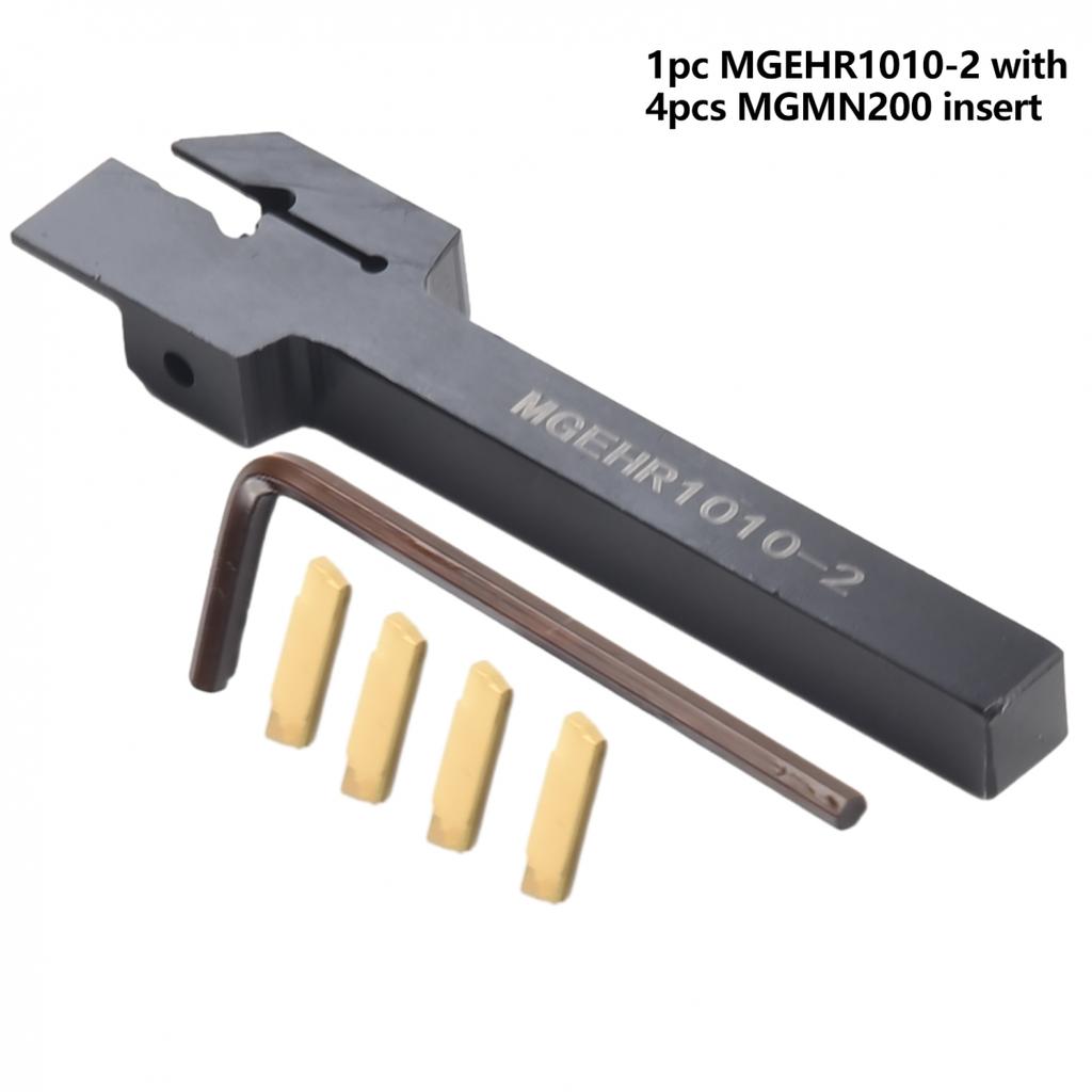 Precision MGEHR10102 10mm Lathe Tool Holder with 4pcs Grooving Cut Off Inserts