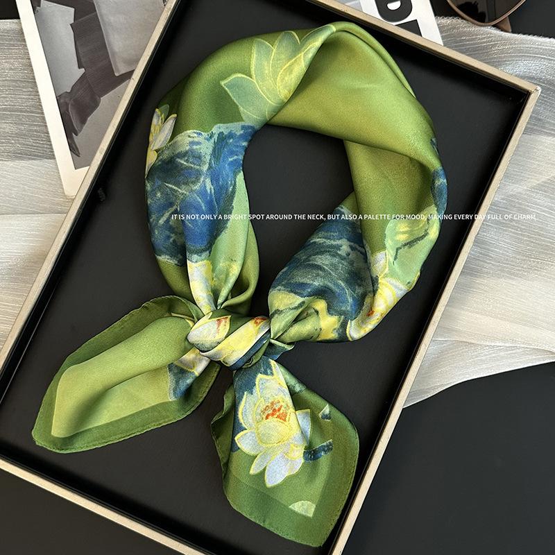 70 Square Scarf Neck Small Shawl New Fashion Silk Scarf High-end Decorative Temperament Scarf Headscarf Headband