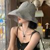 Thousand bird grid bucket hat women's summer uv anti-ultraviolet sunshade sunscreen hat big brim face covering sun hat