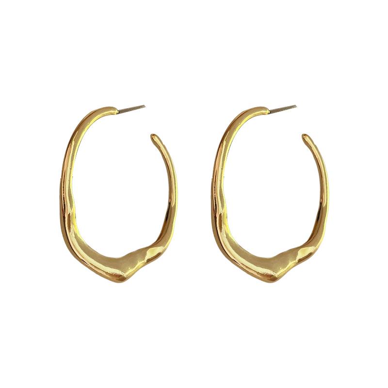 

Смелые серьги-кольца из неровного металла для женщин - Европейские и американские модные серьги-каффы