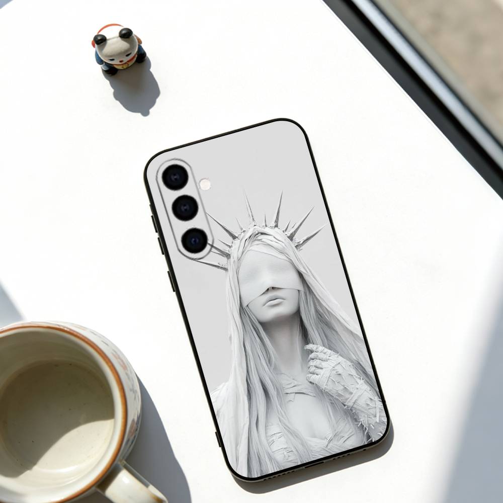 Dark Gothic Saintess Phone Case For Samsung Galaxy A73,A72,A71,A70,A53,A52,A51,Soft Silicone Black Cover