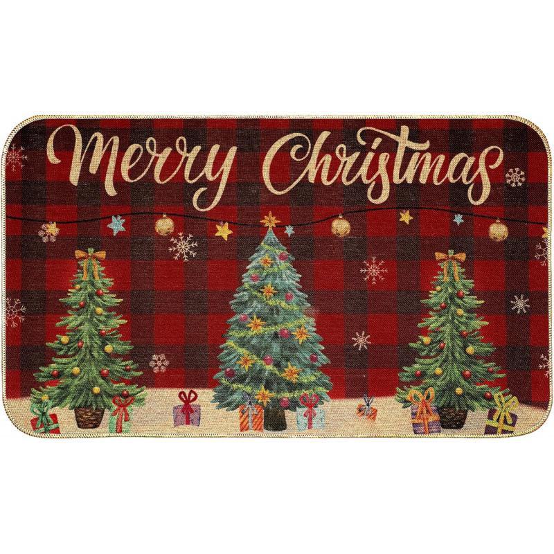 Imitation Linen Christmas Floor Mats - Bathroom & Door Holiday Decor Mats