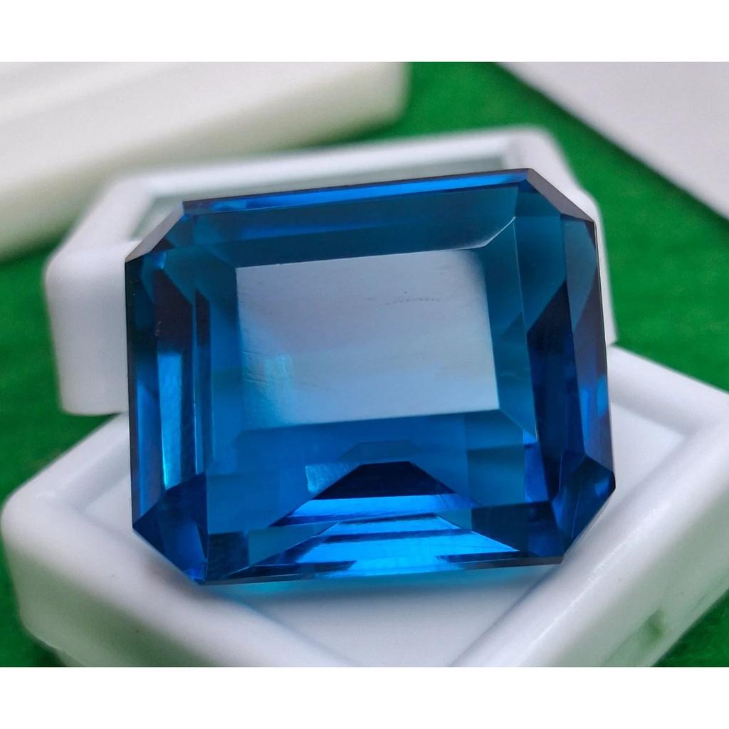 Fabulous Blue Indicolite Tourmaline 47-49 Ct Emerald Cut Certified Gemstone
