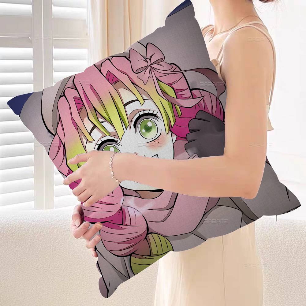 Anime Character Mitsuri Kanroji Pillow Cushion Cover Pillowcase Living Room Sofa Home Decor Customized