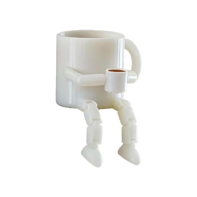 Figurky kávových zrn/šálků s pohyblivými nohami Realistické 3D tiskové Kávové stolní dekorace pro domácí kancelář auto