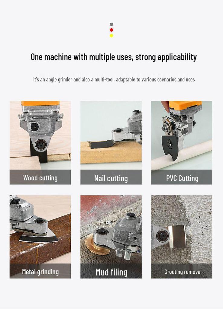Universal Multi-tool Angle Grinder: Woodworking Electric Trimmer & Chisel Conversion Head.