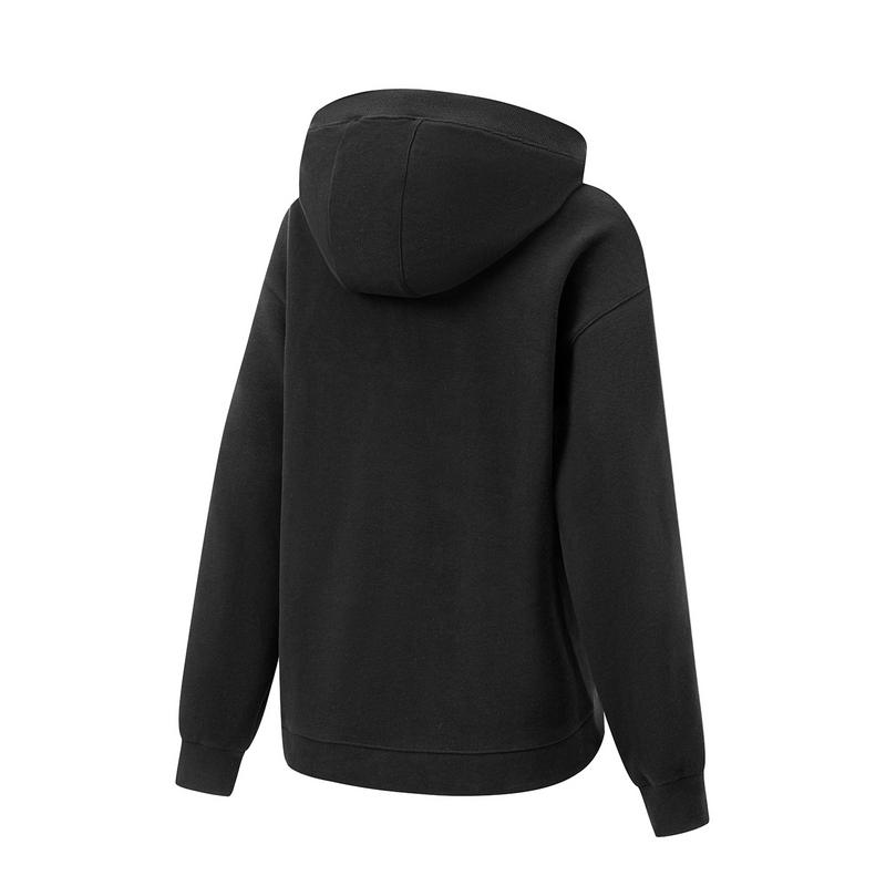 Li Ning Comfortable Simple Loose Casual Pullover Hoodie Women Hoodies Black AWDTA56-2