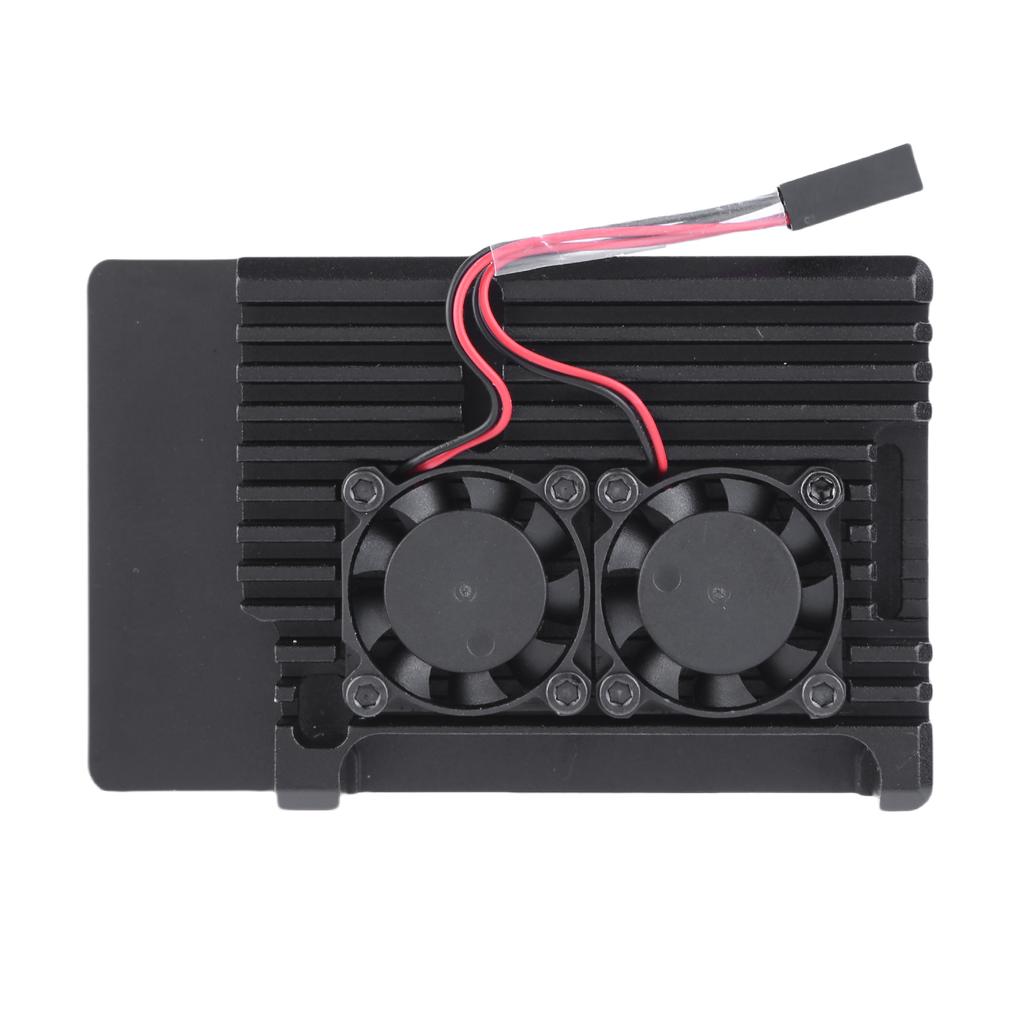 Heavy Duty Passive Cooling Metal Case with Dual Cooling Fan Aluminum Cooling Case with Thermal Tape for Raspberry Pi 4B