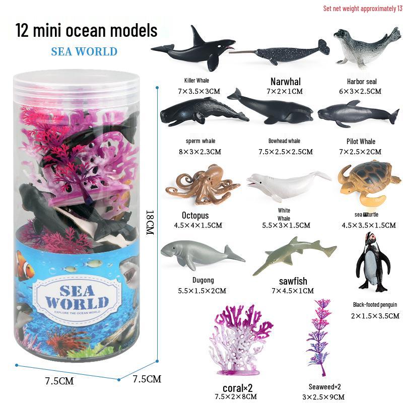 Mini Arctic Animal Simulation Set: Penguin, Polar Bear, Igloo, and Husky Toy