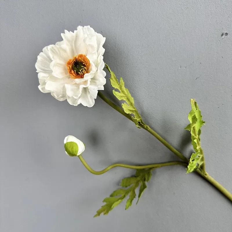 

2pcs Simulation Poppies Branch PU Fake Flowers Green Plant Bedroom Decor Artificial Flower White Red Poppy Auditorium Decoration білий