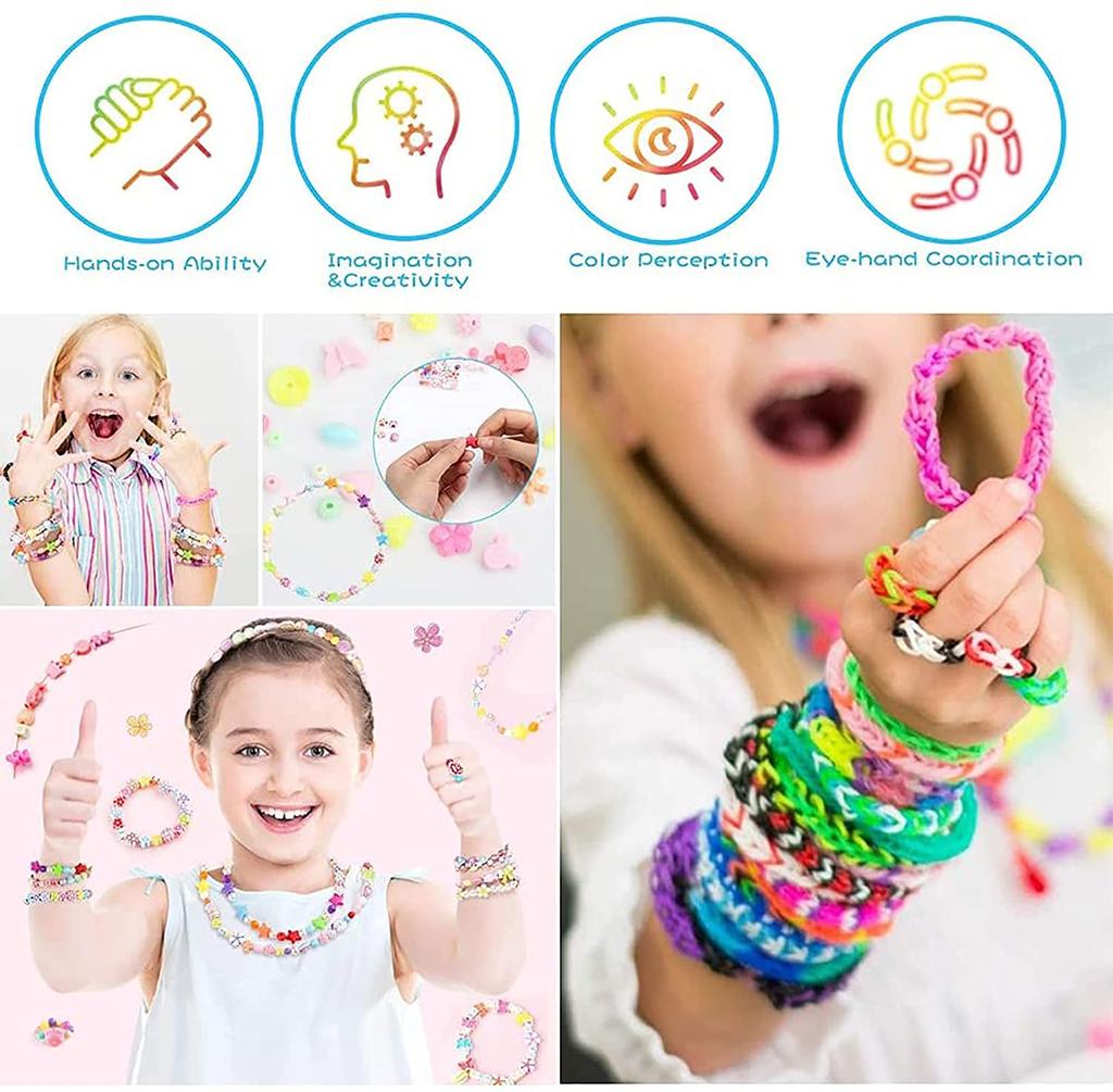 DIY 600pcs Loom Bands Colorful Loom Rubber Bands Set 12 Colours Rubber Bands Bracelet Making Kit for Art Craft Kids Girls Gift