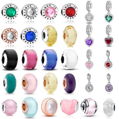 Neue Kupferplattierung Rot Grün Blau Farbige Zirkon Anhänger Mode Anhänger Passend für Original Armbänder DIY Damenschmuck Geschenk