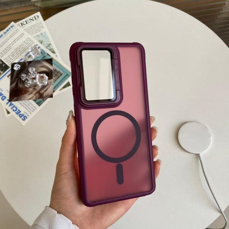 Luxury Translucent Armor Camera Flip Phone Case For Samsung Galaxy Case For Samsung S26 S25 S24 S23 Plus Ultra FE Magnetic Cover
