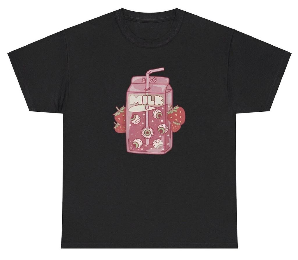 Strawberry Milk Y2K T Shirt Funny Silly Gen Z Weird Drink Lover Cursed Humor Tee