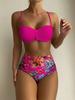 Floral Bikini Push Bandeau Up Swimsuit Women 2023 Swimwear Female High Waisted Bikinis Set Sexy Swim For Woman Wear Bathing Suit