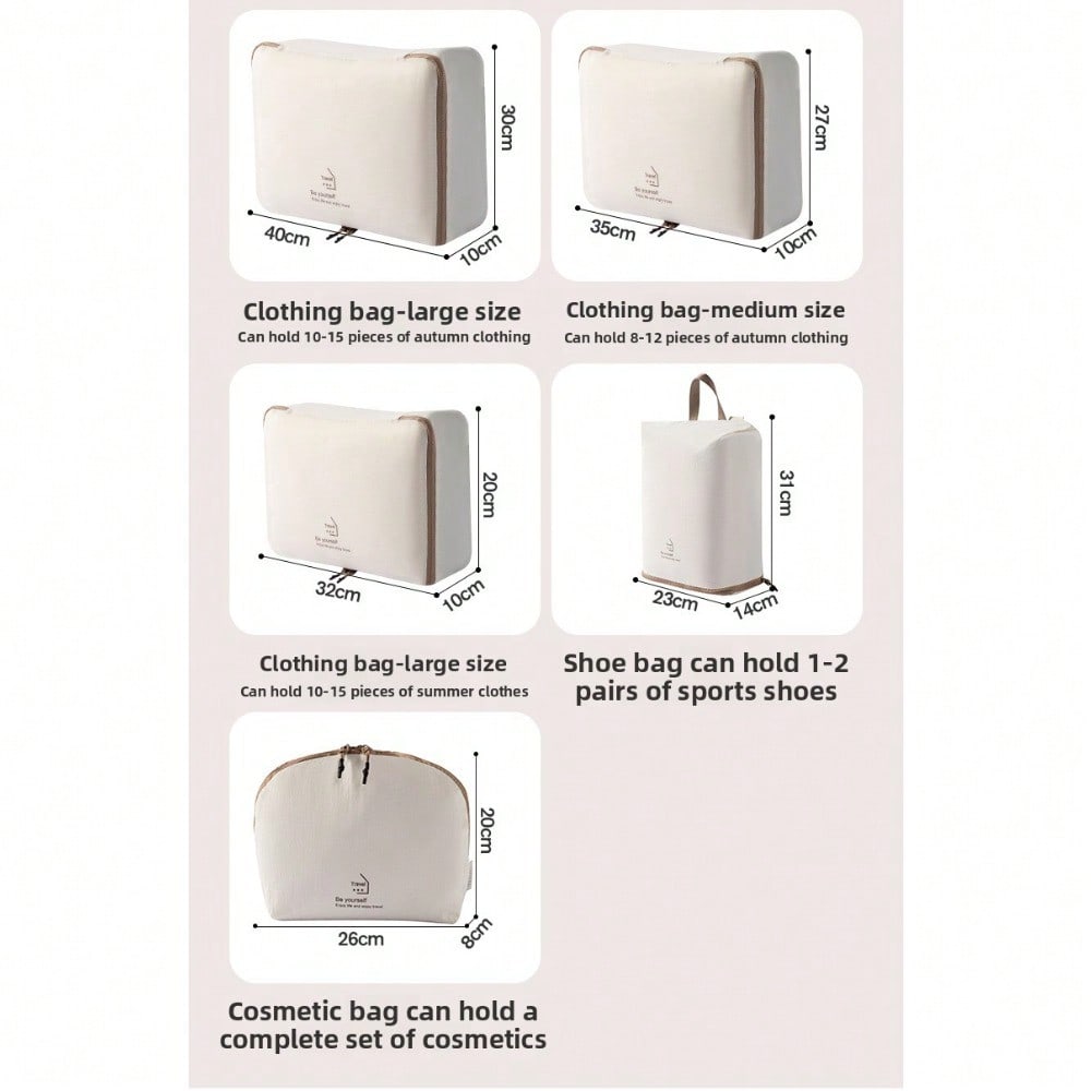 Travel Storage Bag Five-piece Set, Multi-functional Home Travel Shoes, Clothing Packing and Sorting Storage Bag