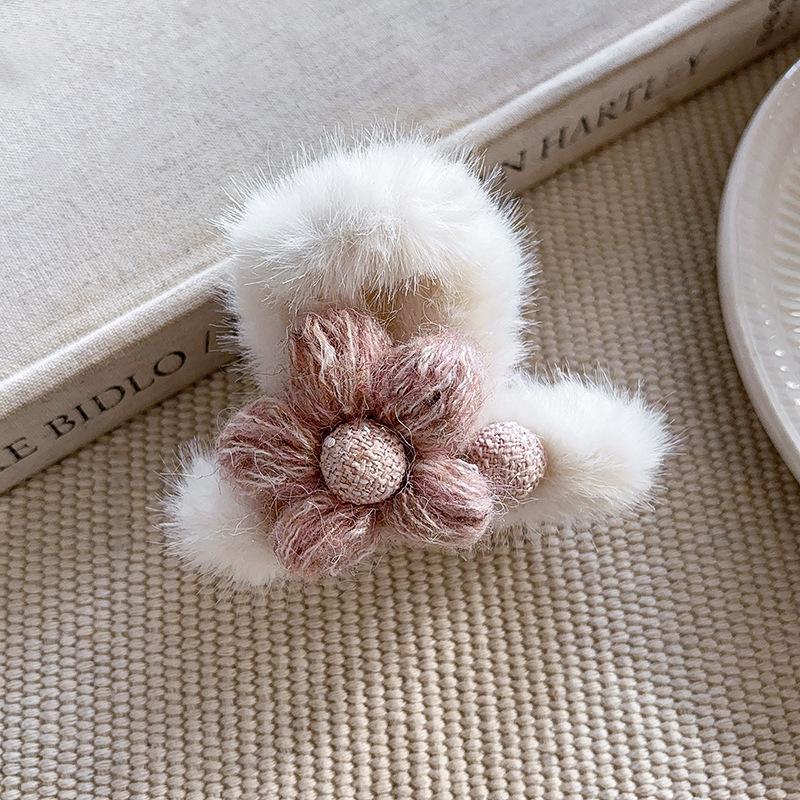 Плюшевый цветок заколка-краб женская заколка-акула заколка для волос 2026 новая заколка для волос с пружиной на затылок аксессуары для волос