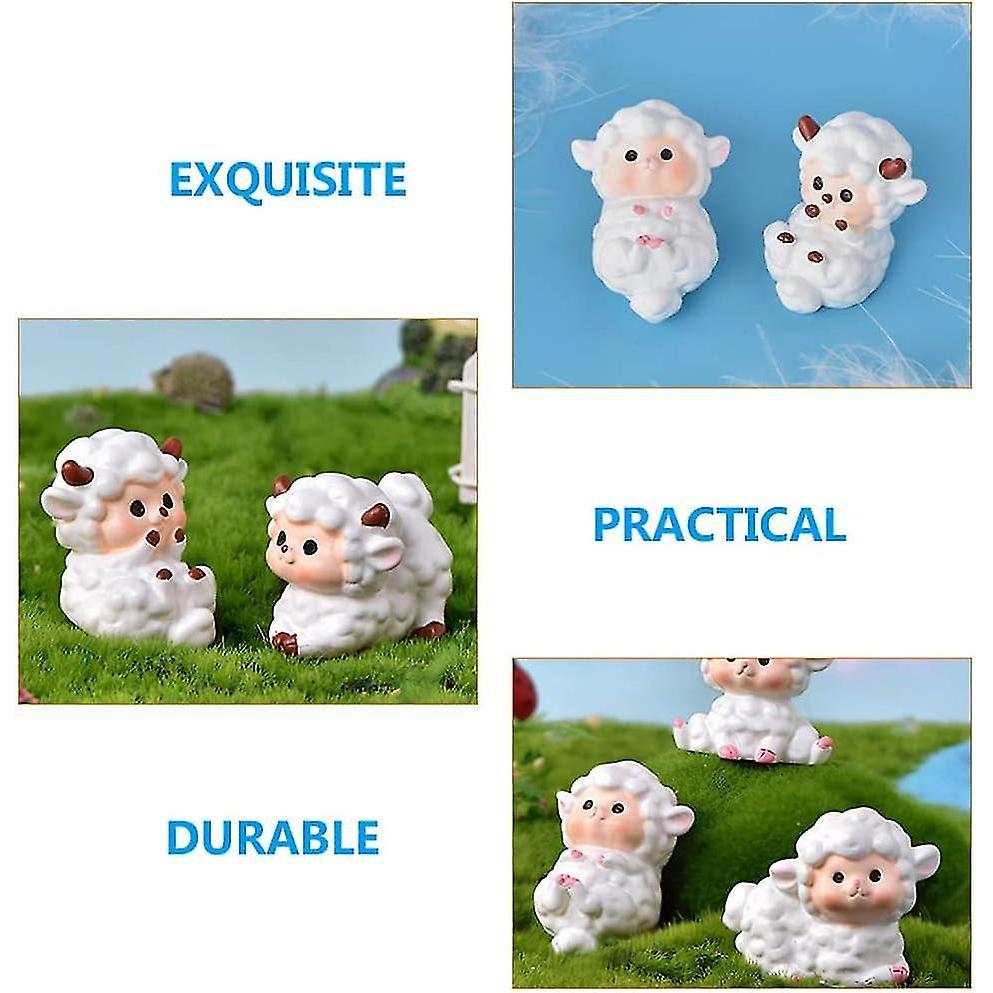 6 Pcs Mini Sheep Figures: Garden Miniature Sheep Statues Resin Goat Lamb Garden Livestock Statues Fairy Garden Sheep Toy Resin Sheep Figure Small Lamb