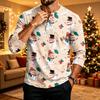 Camicia da Uomo a Maniche Lunghe con Stampa Natalizia per Festa, Uso Casual Quotidiano