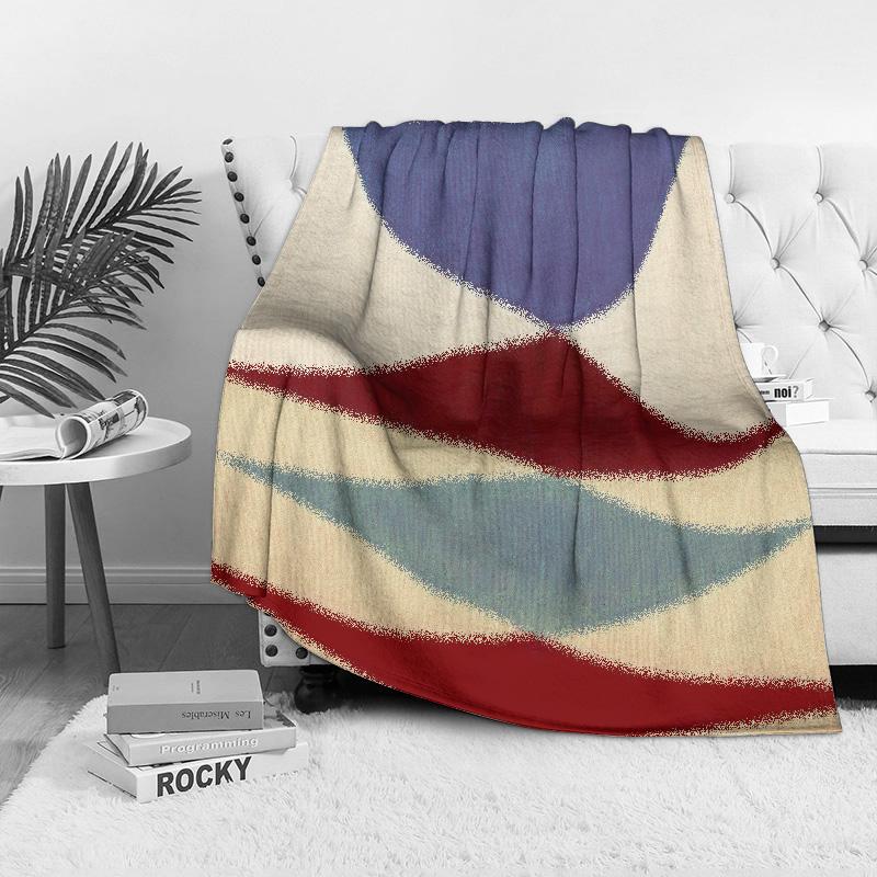 Geometric Patchwork Throw Blanket Sofa Bed Cover for Living Room Bedroom Decorative Soft Fleece Blanket