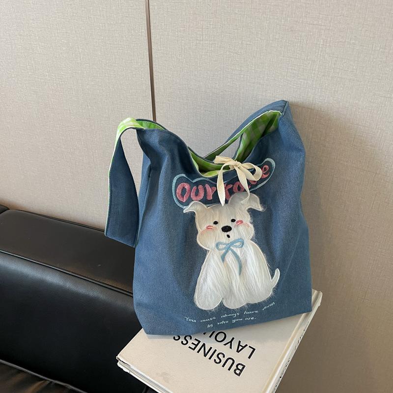 

Cute shoulder bag large capacity personalized casual tote bag new cloth bag світло-синій колір