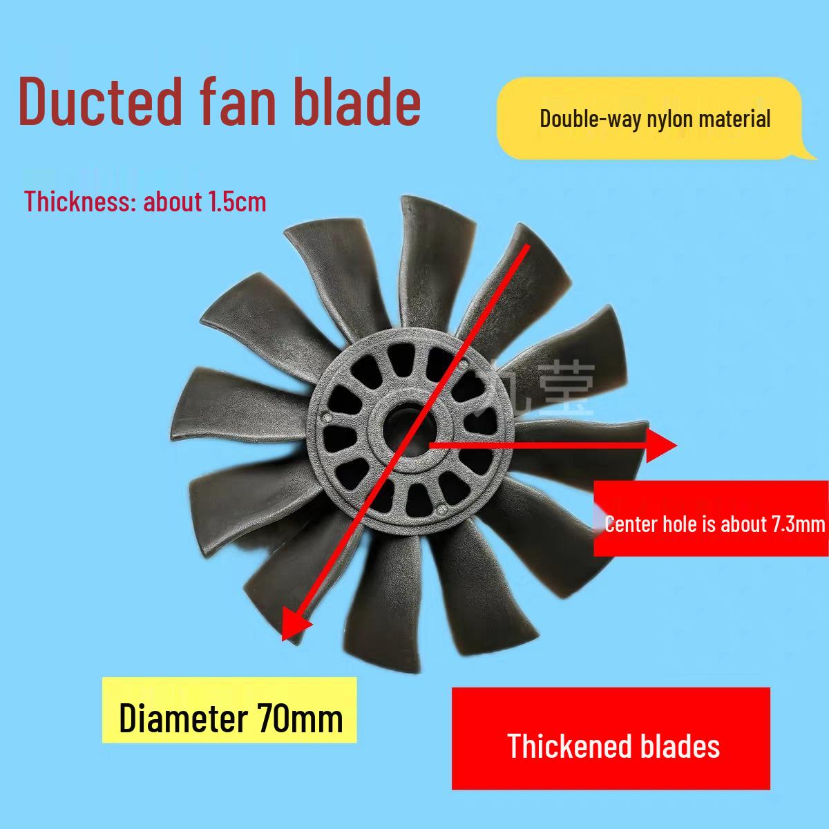 70mm Ducted Fan: 70mm Nylon Blade, 7.3mm Hole Diameter