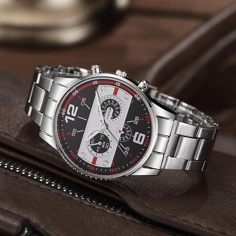  Luxury Fashion Mens Stainless Steel Quartz Wristwatch for Men Business Casual Watch Best Gifts Clock for Husband,Family,Friend