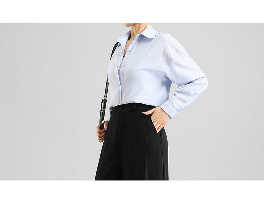 Tall Women's Black Drape Casual Wide-Leg Trousers - Spring/Autumn 2026