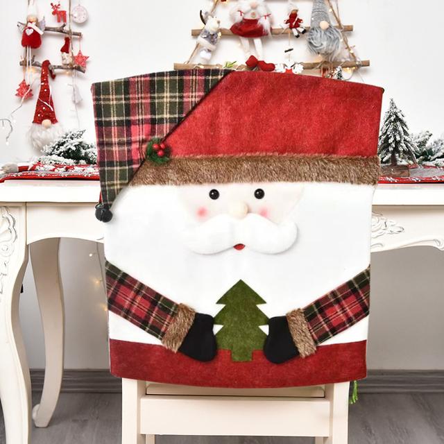 1 Pcs Christmas Decoration 2023 Christmas Chair Cover Santa Claus Snowman Chair Sleeve Festival Home Decor Ornament