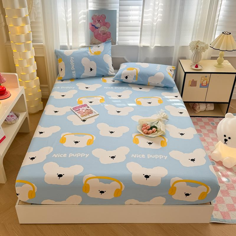 Pure Cotton Fitted Sheet Single/Queen Size Bed Cover Skin-friendly Bedsheets Home Bed Linen Couvre Lit (No Pillowcase)