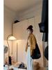 Women's Retro Yellow Striped Plaid Shirt Jacket, Sun Protection, Mid-Length Top for Spring and Autumn