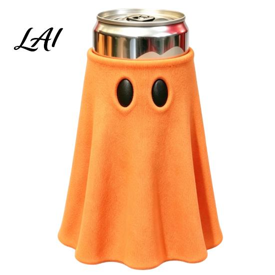 Insulated Jar Jacket Halloween Ghost Can Holder Universal Beverage Cooler Sleeve Cute Shaped Flexible Insulator Drink Holder for Standard Slim Tall