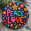Iron Wall Art with Peace Love Floral Motif Hanging Decor for Home Office Gift