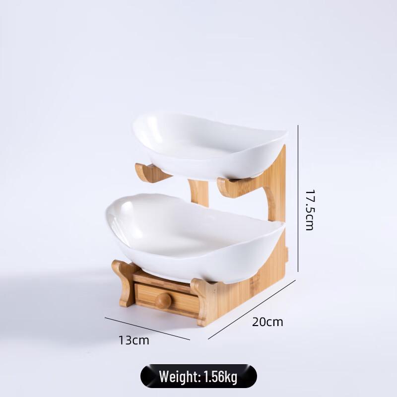 Qianxing 2-Tier Ceramic Serving Plate Set with Drawers