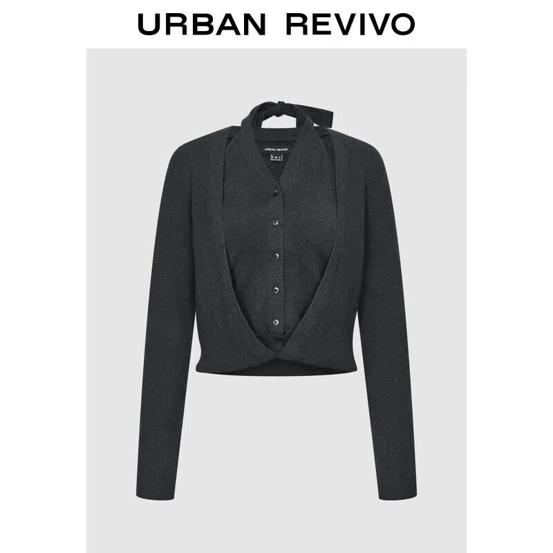 

UR Women s Faux Two-Piece Halter Knit Cardigan L