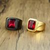 Ikuinen Big Stone Ring for Men Black Gold Color Stainless Steel Chunky Male Alliance Punk Jewelry
