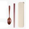 Convenient Travel Reusable Wooden Portable With Box Spoon Dinnerware Cutlery Set Chopsticks