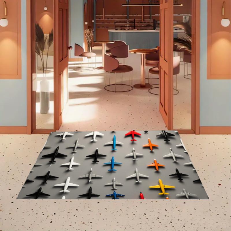 

Mini Planes Rug Aviation Kids Entryway Doormat NonSlip Easy Clean Fun Home Decor Carpet for Living Room Bedroom Pet Friendly 40X60cm