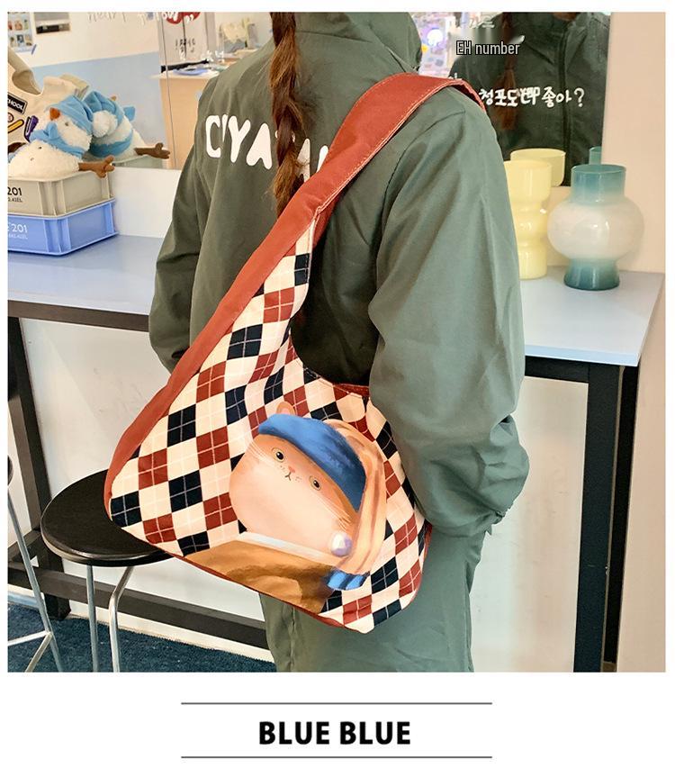 European & American Style Canvas Crossbody Tote: Large Capacity, Literary, for College Students & Commuting