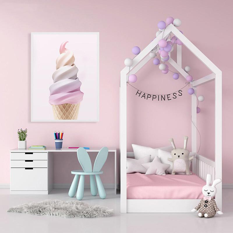 Baby Girl Decor Canvas Wall Art Pink Marshmallow Ice Cream Poster On Wall Frameless Nordic Paintings for Interior Room Decor No Frame