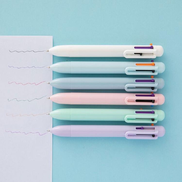 6pcs 6 Colors Retractable Ballpoint Pen 0.5mm Smooth Writing Tool Multicolor Pen For Sketching Notetaking Tasks